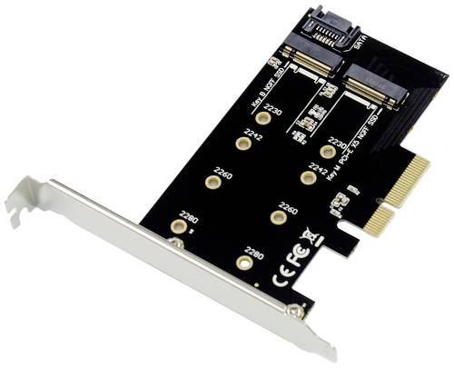 Conceptronic EMRICK 2-in-1-M.2-SSD-PCIe-Adapter SATA AHCI NVMe PCI-Express Karte PCIe