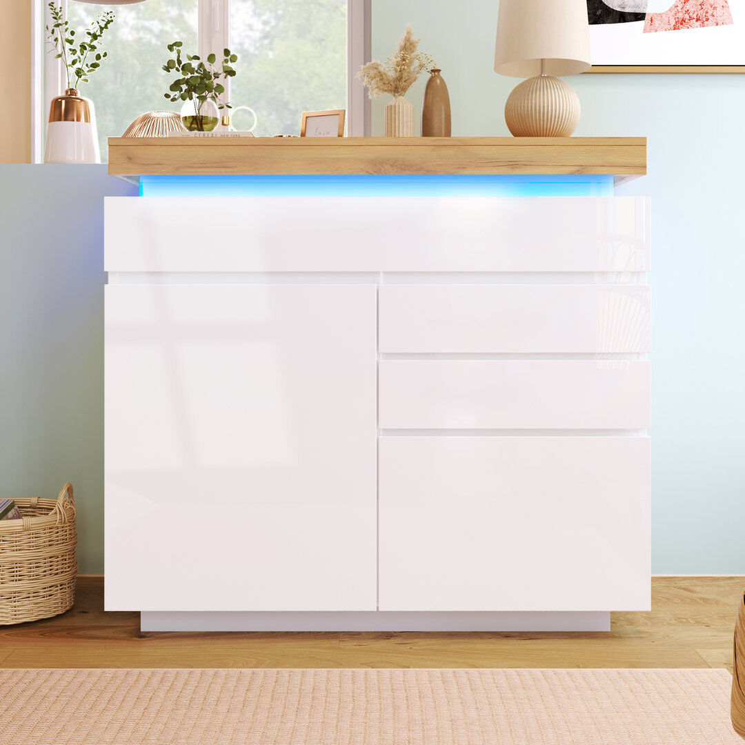 Metro Dariene Rectangle Accent Chest White 115cm H X 110cm W X 39cm D