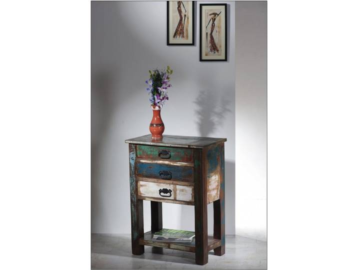 SIT Telefontisch Cardiff aus Altholz mit 3 Schubladen im Vintage-Look, Altholz aus alten Fischerbooten mit einzigartiger Patina