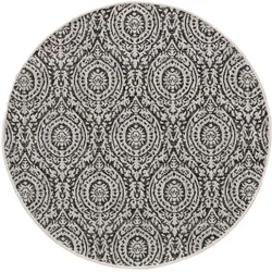 benuta Nest In- & Outdoor-Teppich Rund Cleo Weiß/Schwarz ø 120 cm - Teppich für Balkon, Terrasse & Garten