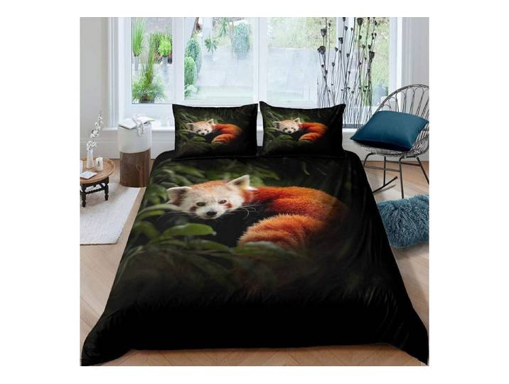 LuxusKollektion Kinderbettwäsche Bettwäsche Set Raccoon Panda Grün 135x200cm Baum