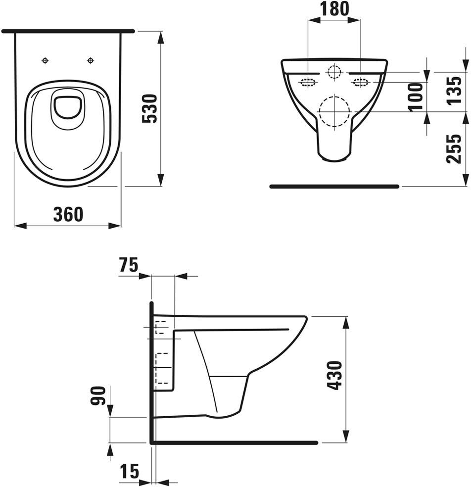 LAUFEN PRO Spülrandloses Wand-WC