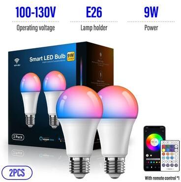 Uplift Essentials Atmospheric Smart RGB LED Bulb WiFi & Bluetooth Color Changing Home Lighting 100 130v e26 2pcs