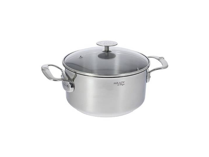 Faitout inox Milady avec couvercle en verre 20 cm 3 L De Buyer