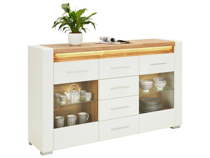 Sideboard Leonardo in Weiß Hochglanz
