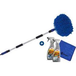 Berger Waschbürsten Set 4-teilig inkl. Mikrofasertuch, Sonax Innenreiniger & Sonax Acryl- und Glasreiniger