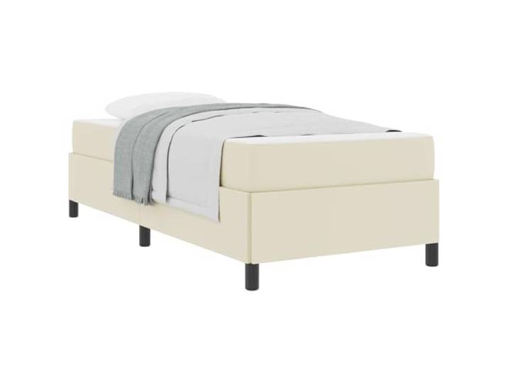 KKgypkn Bettrahmen mit Matratze 90x190 cm Creme Stoff Bettgestell mit Lattenrost und Taschenfederkernmatratze