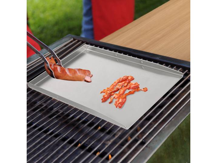 Gril en acier inoxydable avec deux poignées pour la plupart des grilles à gaz et des grilles à charbon de bois, plateau universel pour barbecue