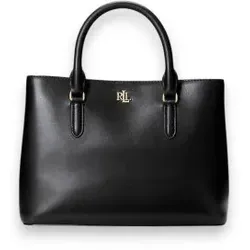 Lauren Ralph Lauren für Damen. 431876725004 Marcy Leder Satchel Tasche schwarz (OSFA), Lässig, Klassisch