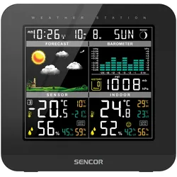 Sencor SWS 5800 Wetterstation schwarz / Farb-LCD / Funksensor, Wetterstation, Schwarz