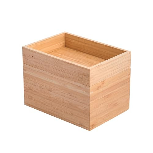 MSV ISALYS Opbergdoos met 2 stapelbare vakken van ecologische bamboe - Beige