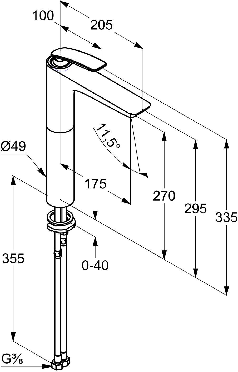Kludi BALANCE Waschschüssel-Einhandmischer, hohe Ausführung 33,5 cm