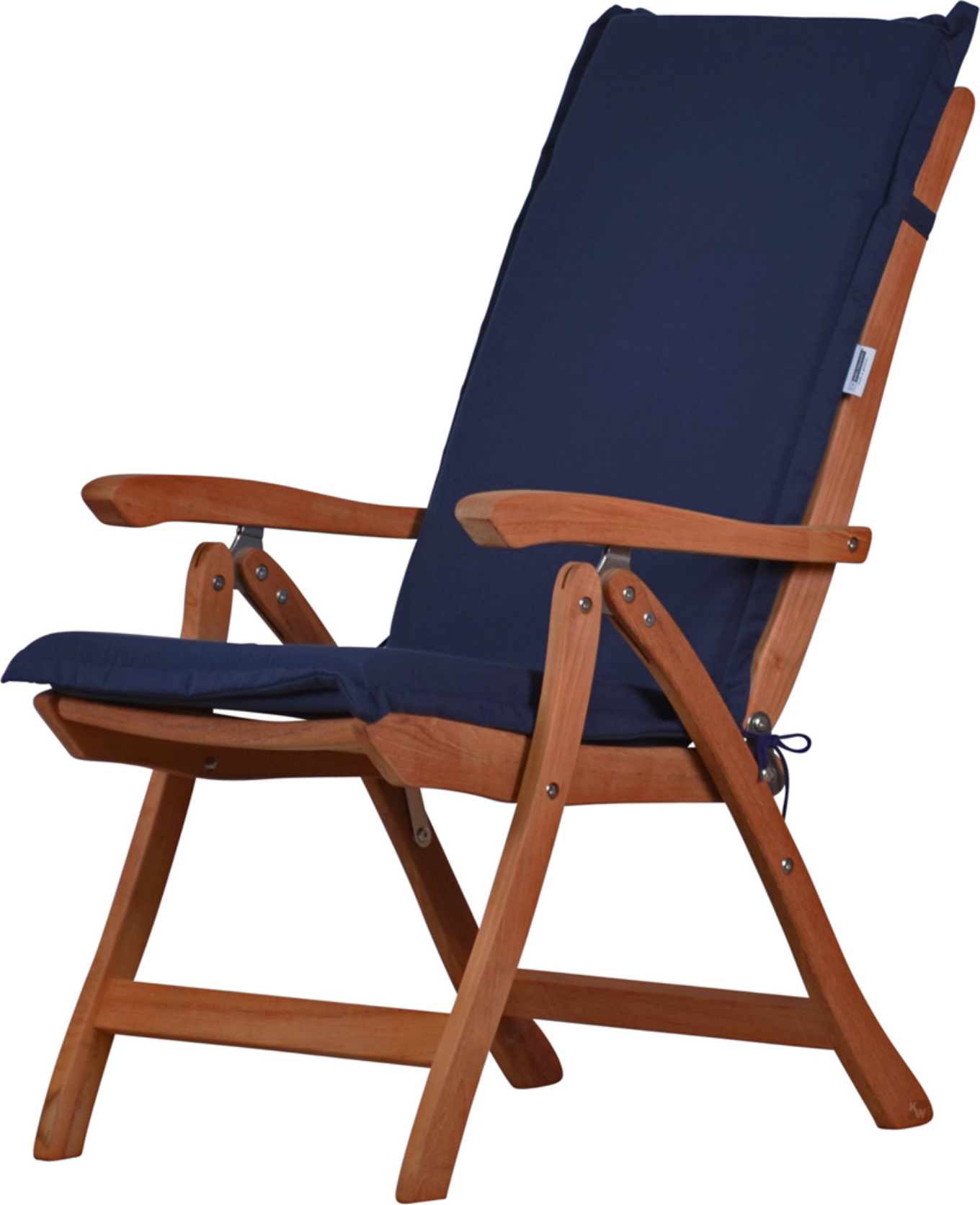 Gartenstuhl Set aus hochwertigem Teak Hochlehner und Polsterauflage blau Premium-Set mit Auflage aus Polyacryl