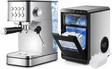 Costway Premium Ice and Coffee Duo CNN-Acclaimed Nugget Ice Maker and 20-Bar Stainless Espresso Machine