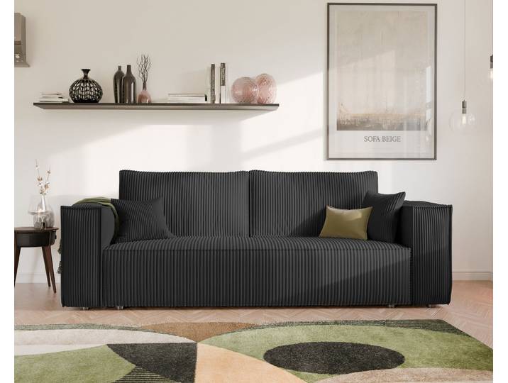 yourhouse24 Sofa BALI Kompaktes Design – Trend-Bezug, Schlaffunktion & Bettkasten, mit Schlaffunktion und Bettkasten, Seite universal