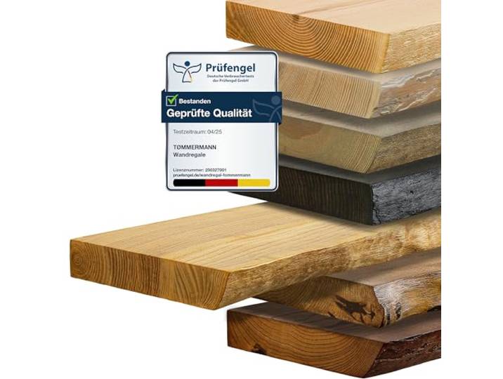 tømmermann - Wandregal mit Baumkante - massives Schweberegal Farbe Bernstein 100 cm Länge - Regalbrett aus Eschenholz 100% natürlich - Rustikales Wandboard mit unsichtbarer Wandmontage Massivholzbrett