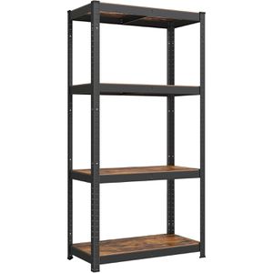 Songmics Schwerlastregal 4 Holzböden, 130kg Fachlast, schwarz / vintagebraun, 160 x 80 x 40cm