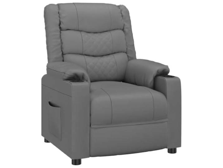 Todiikf Relaxsessel Grau Kunstleder Manuell Verstellbar TV Sessel Ergonomischer Fernsehstuhl mit 3-stufiger Liegeposition und dicker Polsterung für optimalen Komfort im Wohnzimmer.