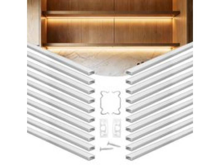 VEVOR LED Profil 20er-Pack 2 m, Eloxierte Aluminiumprofile mit Milchiger Abdeckung, Endkappen & Befestigungsclips, Kanäle, Diffusor für LED-Streifen, Ideal für Unterbau-Arbeitsplatten, U-Form