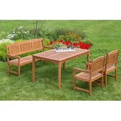 Merxx Lima Set 4tlg. 3er Bank, Tisch 150x90 cm