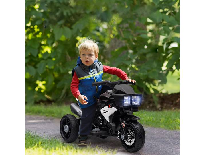 HOMCOM Moto Électrique Enfant 3 Roues 6V Noir 86x42x52cm