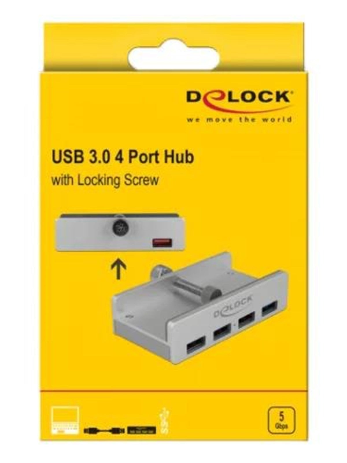 DeLOCK External USB 3.0 4 Port Hub with Locking Screw USB-Hubs - 4 - silber