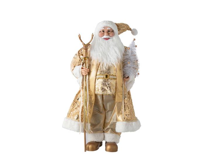 Weihnachtsmann, Goldfarben, Kunststoff, Textil, 30x90x44 cm, Dekoration, Weihnachtsdekoration, Winterdeko