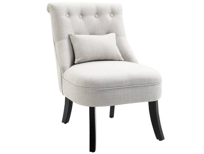 Homcom Relaxsessel, Sessel mit Rückenkissen, Loungesessel mit Leinenoptik, Weiß, 69x77x52.5 cm, Wohnzimmer, Sessel, Relaxsessel