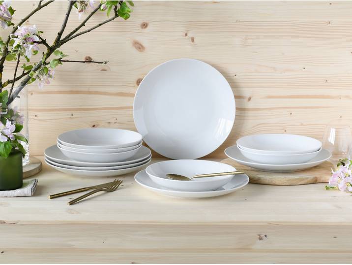 home24 Bordenset Luna 12-delig wit/wit