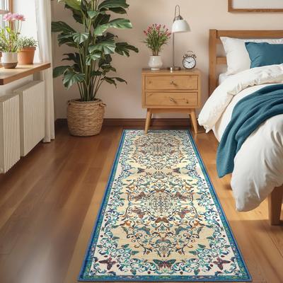 Garvee Vintage Butterfly Floral Washable Area Rug
