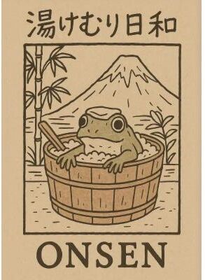 Inspire Essentials Funny Frog Japanese Wall Art Retro Bathroom Canvas Poster Quirky Animal Decor 6 15.75 X 19.69 Inches