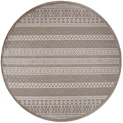 FLACHWEBTEPPICH, gestreift im Boho-Stil, Beige, Ø 120 cm