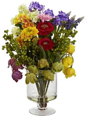 Nearly Natural Spring Floral Arrangement - Green