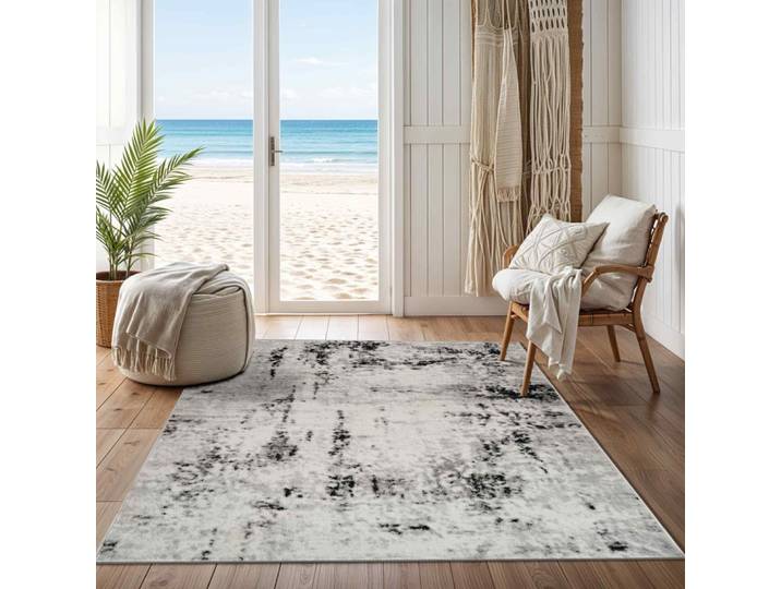 Tapis abstrait moderne blanc/gris 150x213