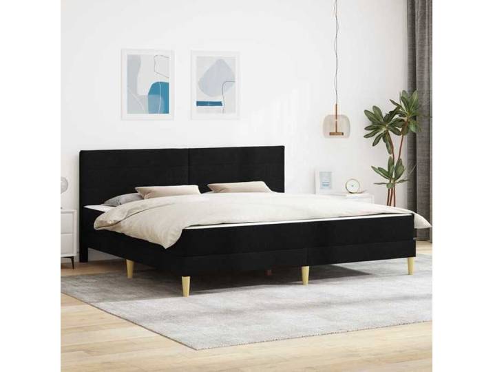 Cadre de lit Noir 200 x 200 cm Polyester Chambre moderne cadre de lit solide support en mousse mobilier stylé 3414976
