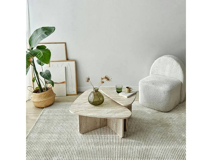 Table basse gigogne triangle (lot de 2) MARFA - Travertin