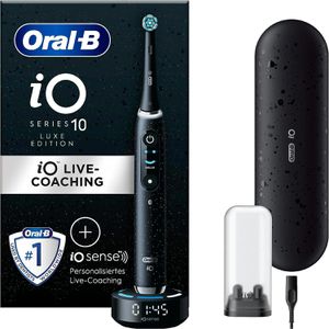 Oral-B Elektrische-Zahnbürste iO Series 10, Luxe Edition Black, 7 Putzmodi, 3D-Analyse, mit Lade-Reiseetui