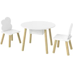 KINDERTISCH-UND-STUHLSET MDF Kiefernholz Weiß