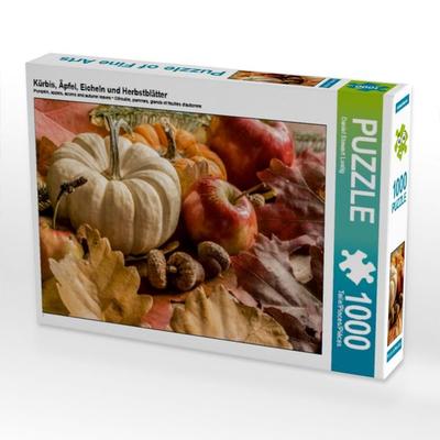 CALVENDO Puzzle Kürbis, Äpfel, Eicheln und Herbstblätter | 1000 Teile Lege-Größe 64x48cm Foto-Puzzle für glückliche Stunden