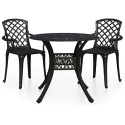 vidaXL 3-tlg. Bistro-Set Aluminiumguss Schwarz