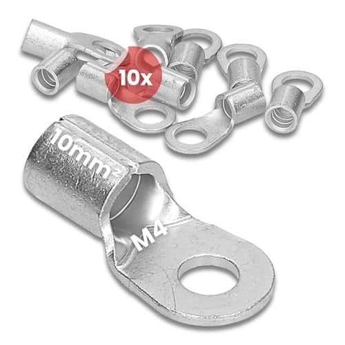 Kalitec 10 stuks Krimpkabelschoen 10 mm² M4 Ringkabelschoen Q10-4 Ongeïsoleerd