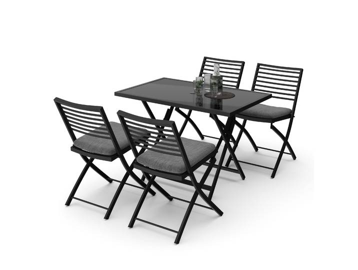 Gartenmöbel Set FABRICE mit Schirmloch schwarz