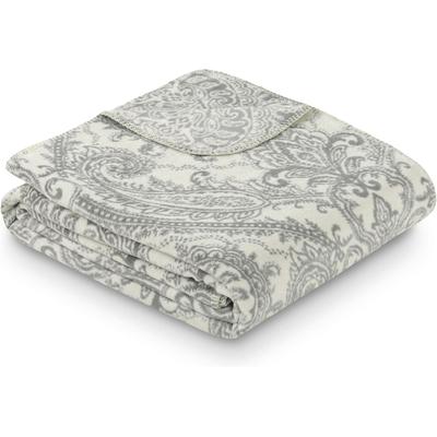 Wohndecke IBENA "Jubiläumsdecke 200 Jahre IBENA", grau (wollweiß, grau, 1886), B:150cm L:200cm, Baumwolle, Polyacryl, Polyester, Wohndecken, Wohndecke, limitierte Kollektion
