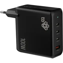 Tb Touch 3x USB C + USB A Power Delivery Wandladegerät Schwarz, GaN 100W (100 W, 4 Ports), USB Ladegerät, Schwarz