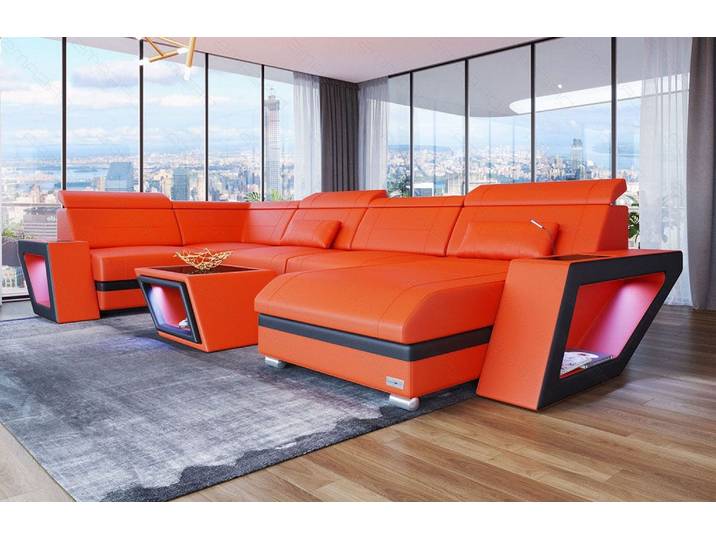 Leder Couch Catania U-Form