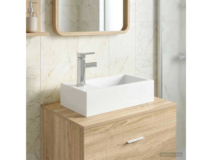 vidaXL Waschbecken mit Wasserhahn und Abfluss Chrom