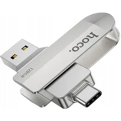 Hoco Speicherkarten Pendrive USB A + Typ C UD10 128GB USB3.0 (128 GB, USB-A, USB-C), USB Stick, Grau