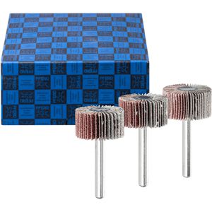 PFERD-TOOLS Fächerschleifer SET F 3015/6 A, Set, Schaft-Ø 6 mm, Körnung 60-120, Außen-Ø 30 mm, für Edelstahl, Stahl, 3-teilig