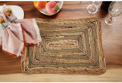 ARCILLA ELEMENTAL Rectangular Braided Natural Water Hyacinth Placemats Set of 4 20 x 14 Each
