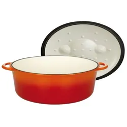 GSW Gusseisen Bräter oval 33 x 25 cm - 7,0 Liter ORANGE SHADOW, Pfanne + Kochtopf, Orange